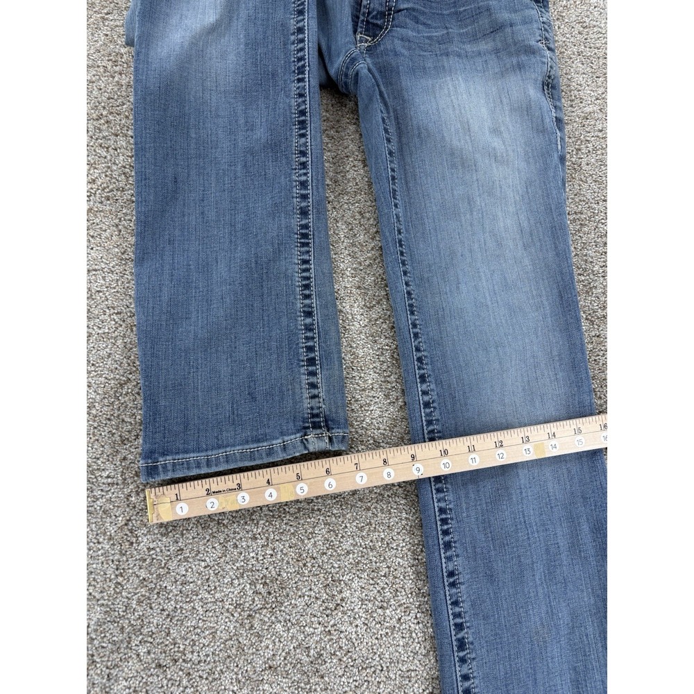 Ariat REAL Straight Leg Jeans Womens 27R Rainstorm Blue Stackable Faded Stretch - Picture 9 of 10